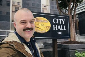 Ford Prior, organizer of Hack for RVA, in front of City Hall.