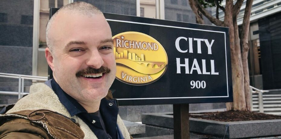 Ford Prior, organizer of Hack for RVA, in front of City Hall.